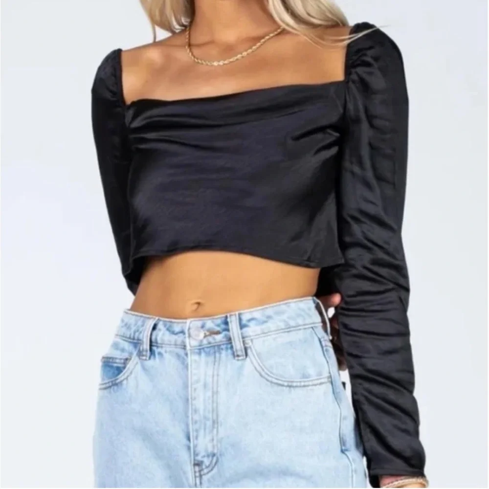 Princess Polly Recycled Fibers Love Song Top Black - Picture 1 of 2